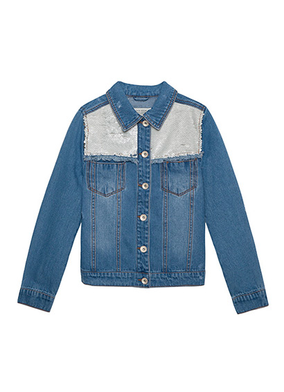 100% Cotton Denim Washed Jacket For Girls